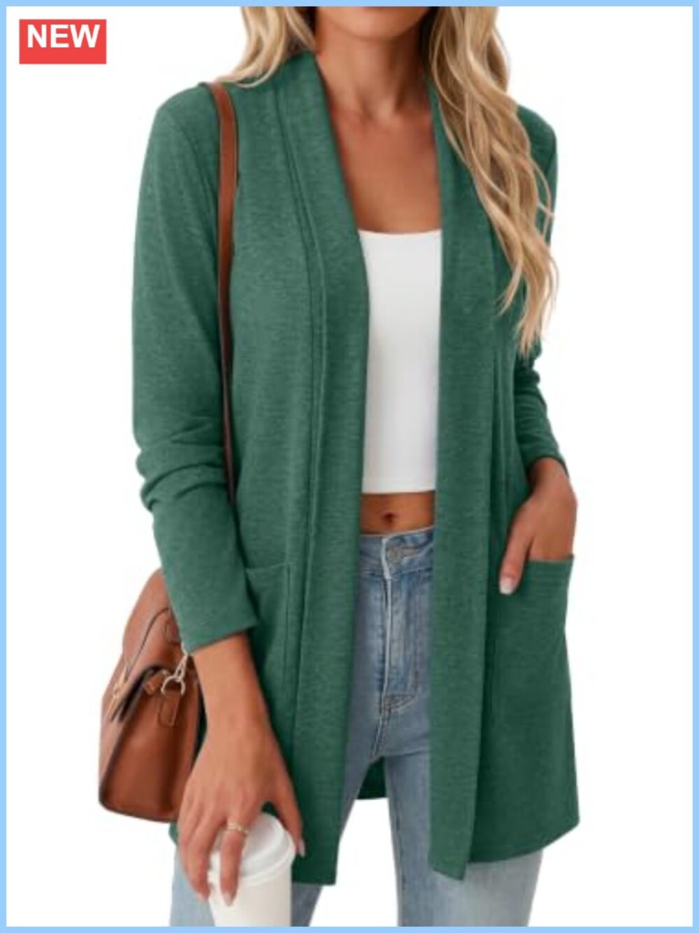 Women's Lightweight Open Front Cardigan Sweater with Pockets